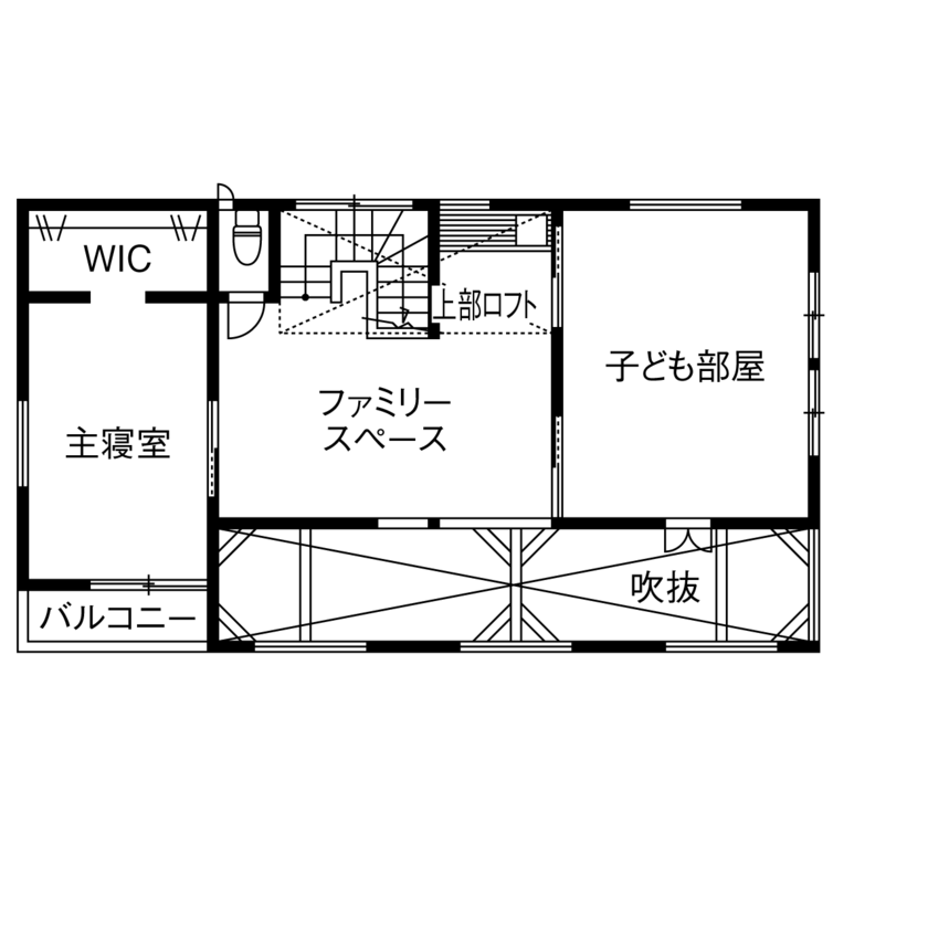 木のすまい工房 【2000万円台｜38坪｜吹き抜け｜無垢】木の質感と美しさ感じる自然素材の住まい＜間取り図有＞の間取り図（3LDK）2階