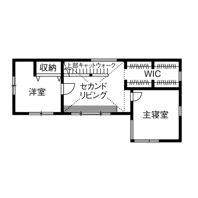 木のすまい工房 【1000万円台｜26坪｜家事動線】高台で光と風を日常に。 無垢と漆喰に癒される家＜間取り図有＞の間取り図（2LDK）2階