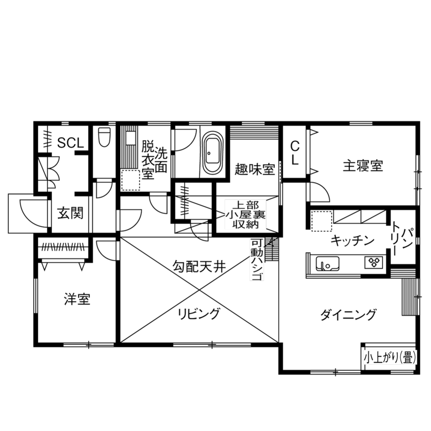 木のすまい工房 【2000万円台／平屋／延床29.1坪／間取図有】無垢材と漆喰により爽やかな空気に包まれ、健やかに暮らす平屋の間取り図（2LDK）1階