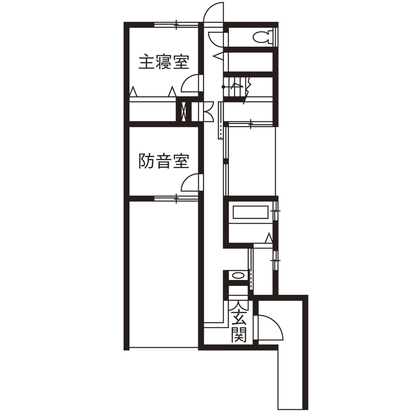 洛斗コーポレーション 【中庭/2階リビング/自然素材/子育て動線】北向き敷地でも光たっぷり。LDKに続く子ども部屋もポイントの間取り図（3LDK）1階