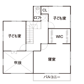 ヴィーヴル 【愛知県×樹脂サイディング】設計もコーディネートも女性建築士、予算を抑えた人で暮らすオシャレな家の間取り図（4LDK）2階