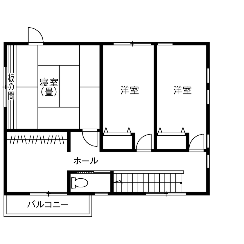 木暮らし工房サンハウス 【間取り図有／1000万円台後半／室内窓】家族のコミュニケーションもばっちり！室内窓のある家の間取り図（4LDK）2階