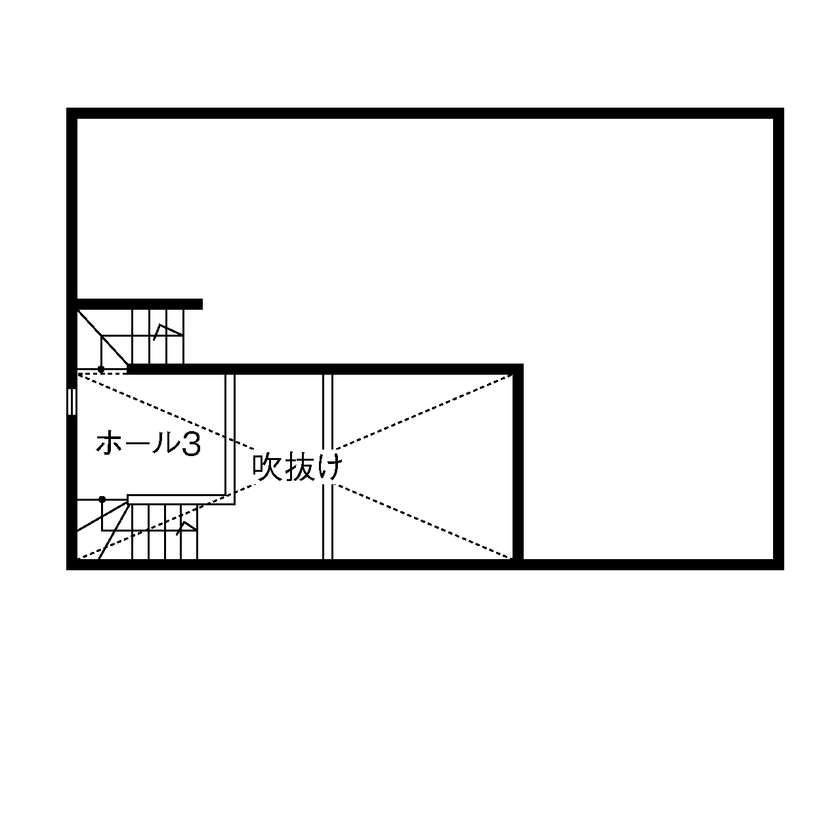 木暮らし工房サンハウス 【間取り図有／2000万円台前半／スキップフロア／子ども4人】スキップフロアを活用した一体感のある家の間取り図（5K以上）中2階