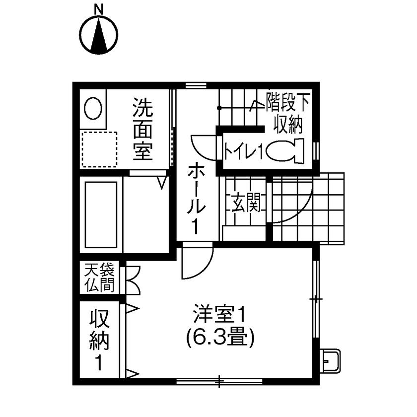 木暮らし工房サンハウス 【間取り図有／1000万円台後半／狭小地21.9坪】スペースを最大限活用、3世帯が快適に暮らせる家の間取り図（3LDK）1階