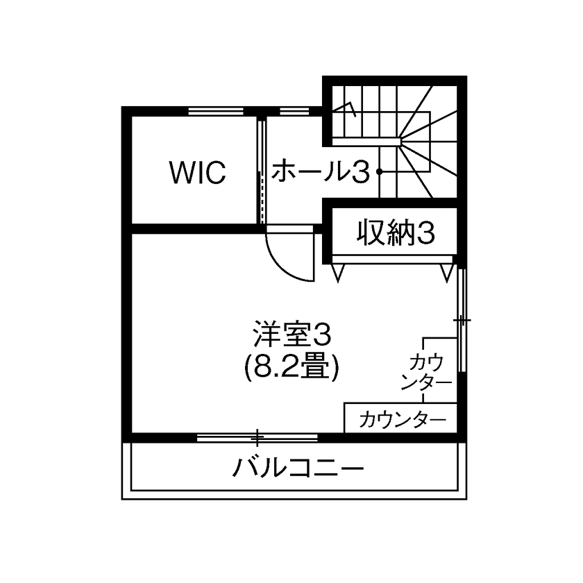 木暮らし工房サンハウス 【間取り図有／1000万円台後半／狭小地21.9坪】スペースを最大限活用、3世帯が快適に暮らせる家の間取り図（3LDK）3階