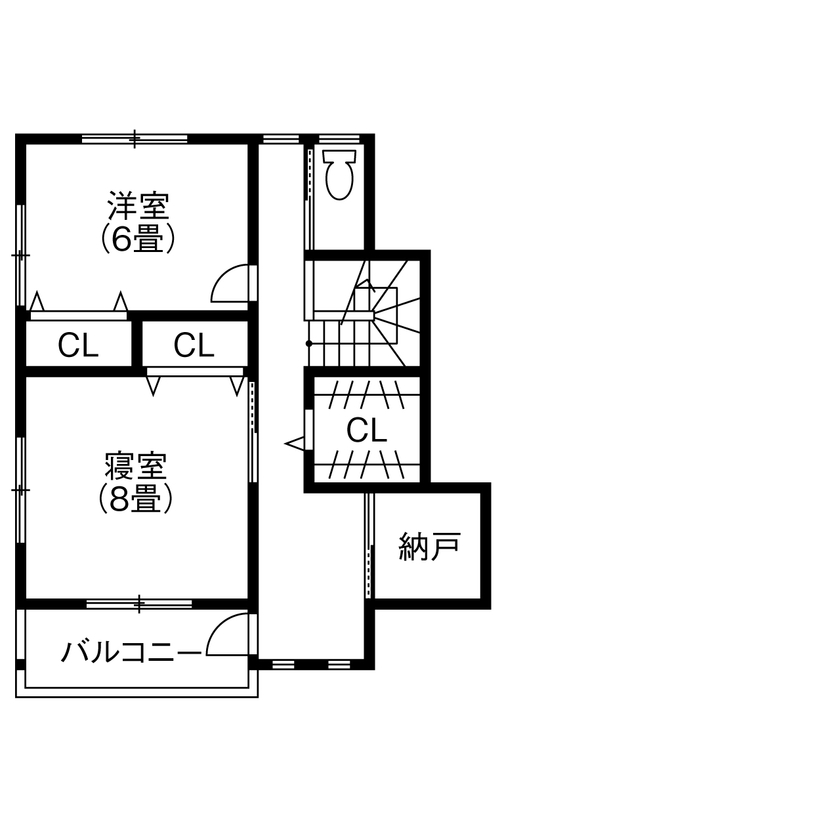 リンクワークス 【郡山市｜2530万円/延床43坪】吹抜けLDKが開放的な平屋ベースの家。用途に合わせた豊富な収納スペースは理想通りの間取り図（4LDK）2階