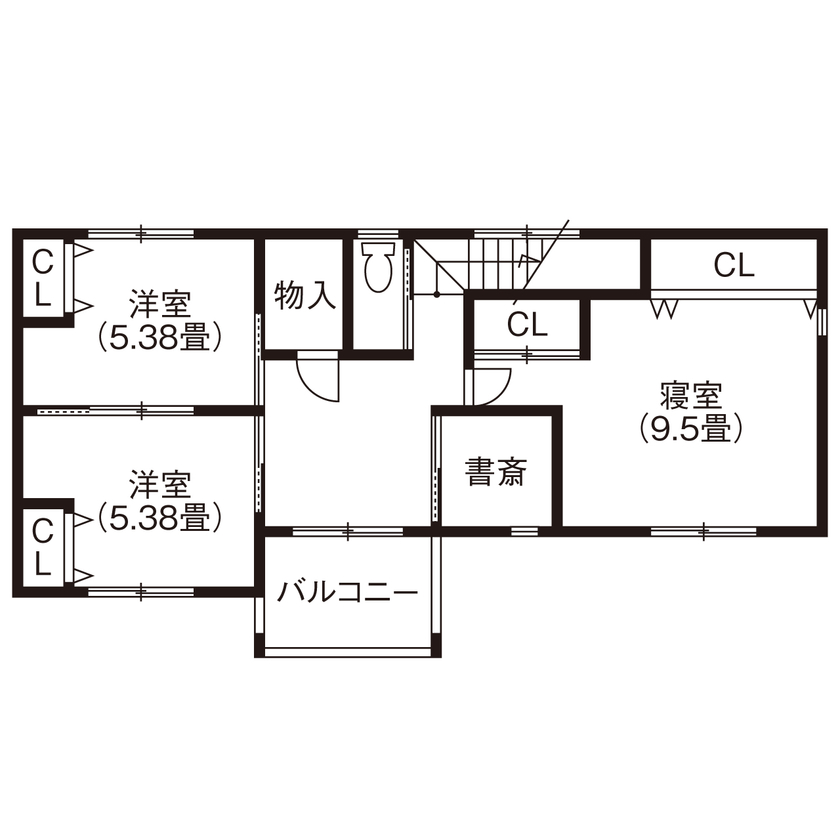 リンクワークス 【郡山市｜2150万円/延床36坪】ガルバ外壁×木目がスタイリッシュな家。キッチンや主寝室は間接照明でムーディーにの間取り図（4LDK）2階