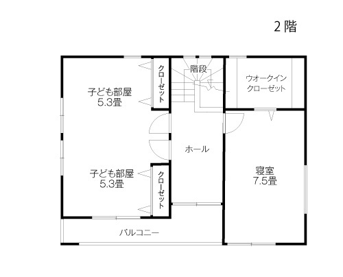 エルハウス（茅野市・諏訪市・松本市） 【3LDK２階建て】家族が集うリビングの快適さとライフスタイルを反映させた家の間取り図（3LDK）２階