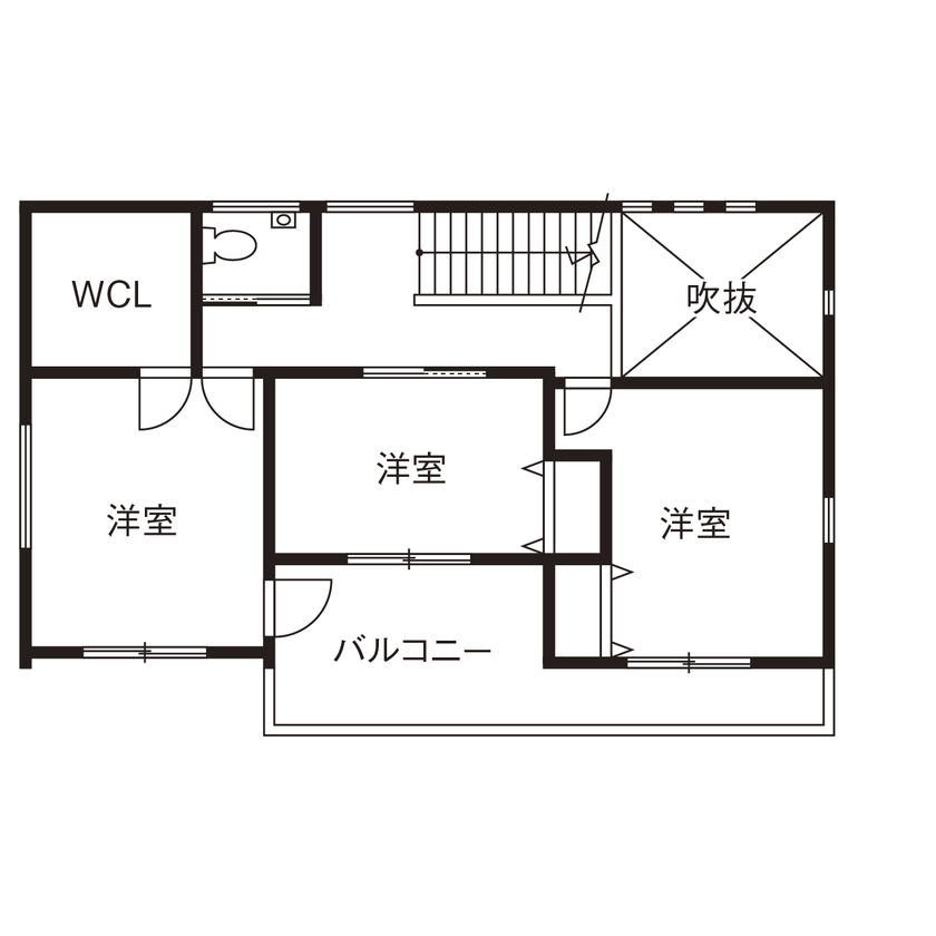 フロックス 【大阪/1000万円台で叶えた！/変形地/土地探し】南からたっぷりと自然光が入る開放感いっぱいの家の間取り図（4LDK）2階