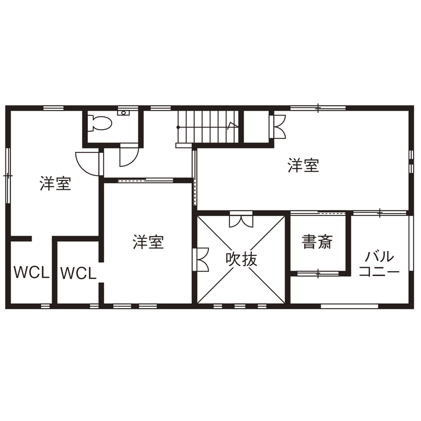 フロックス 【大阪/2000万円台/延床50坪/間取り図有】シンプルモダンなかっこいい外観と吹き抜けのあるお家の間取り図（3LDK）2階