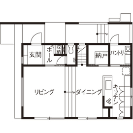 thinks  タイルの床とスキップフロア 自分スタイルにこだわった家の間取り図null１階