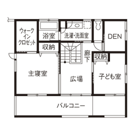 thinks  タイルの床とスキップフロア 自分スタイルにこだわった家の間取り図null２階