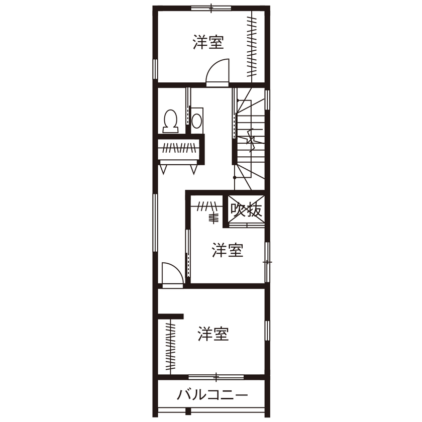 桝田工務店 【大阪市阿倍野区│3階建て│狭小地20坪】街なかで青空とグランピング気分を愉しむ、屋上のある都市型住宅の間取り図（3LDK）3階