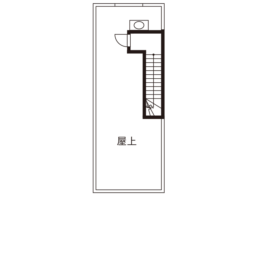 桝田工務店 【大阪市阿倍野区│3階建て│狭小地20坪】街なかで青空とグランピング気分を愉しむ、屋上のある都市型住宅の間取り図（3LDK）屋上