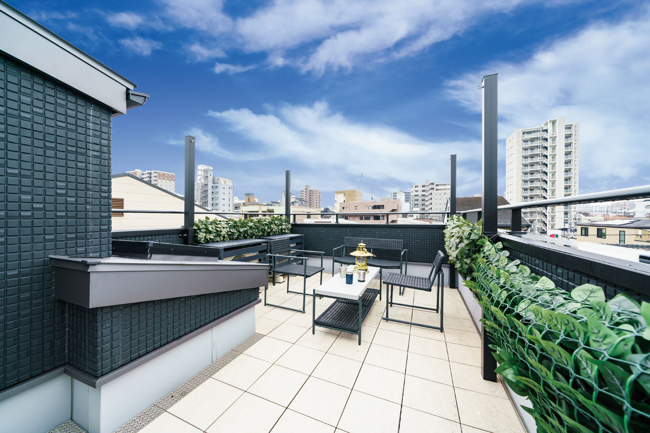 桝田工務店 【大阪市阿倍野区│3階建て│狭小地20坪】街なかで青空とグランピング気分を愉しむ、屋上のある都市型住宅の建築実例画像2