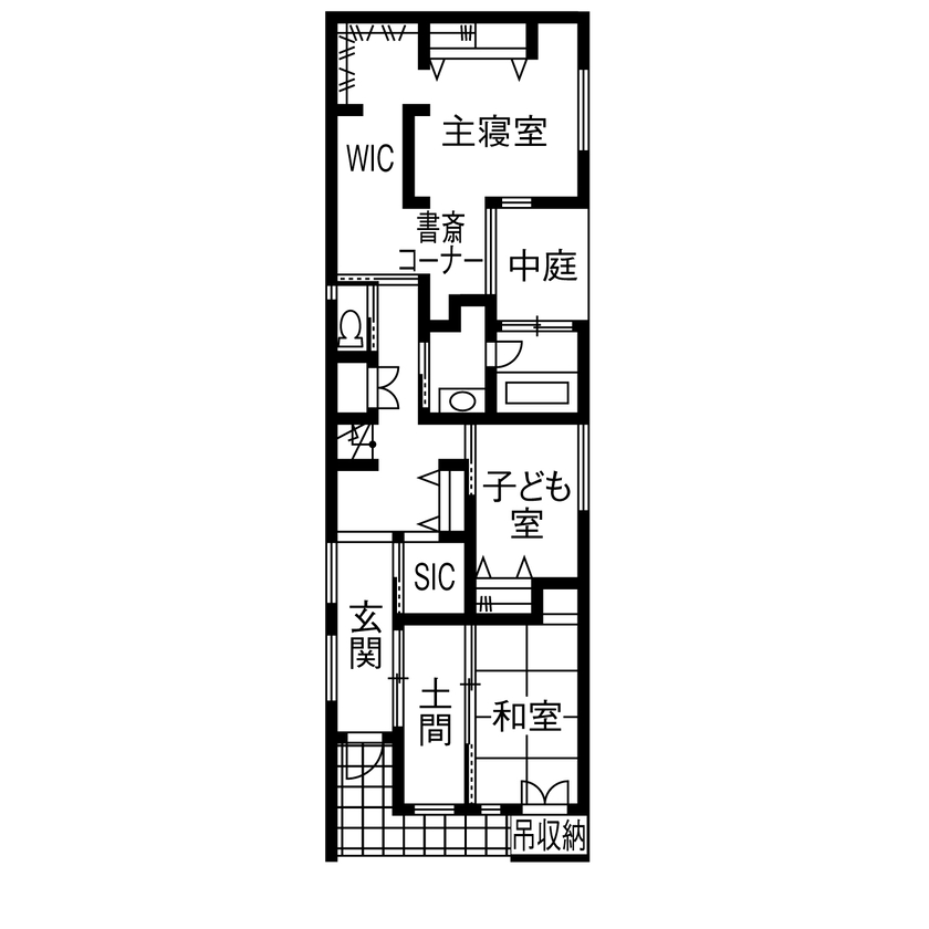 桝田工務店 【大阪市内|4000万円～|2階建て|間取り図有】非日常を味わう離れの和室に、自然光溢れるLDKのある家の間取り図（4LDK）1階