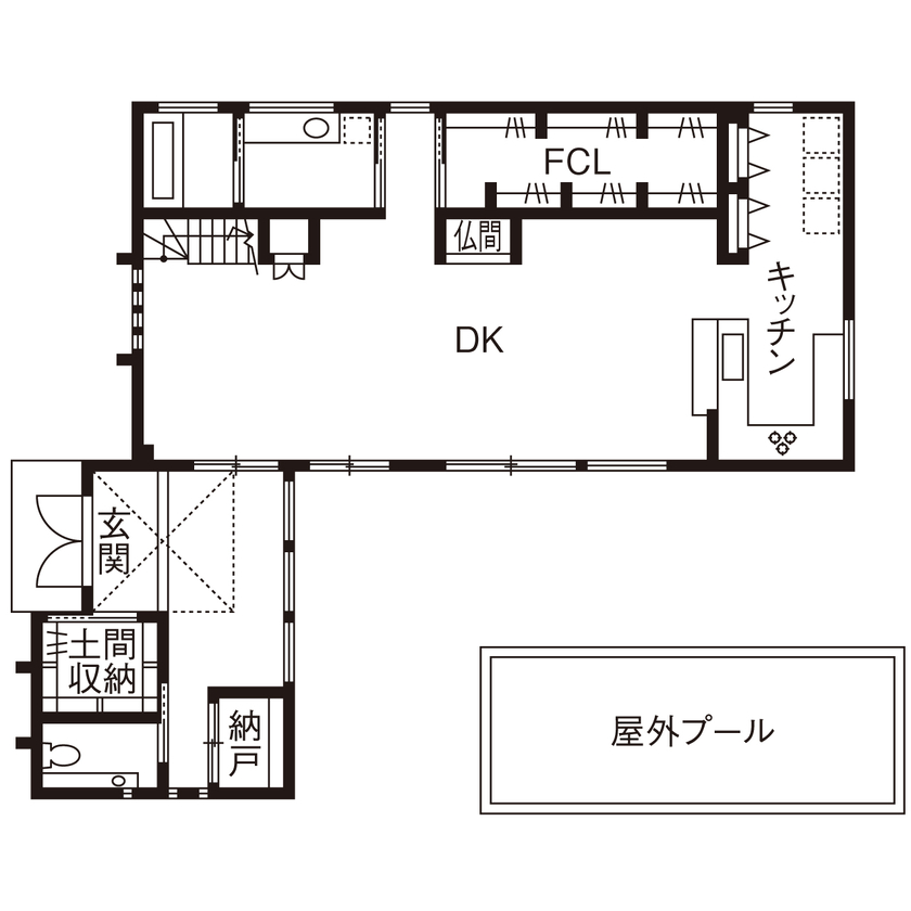 桝田工務店 【大阪市平野区|4000万円～|2階建て|間取り図有】贅沢なプールも。都会の喧騒を忘れるアーバンリゾート邸宅の間取り図（5K以上）1階