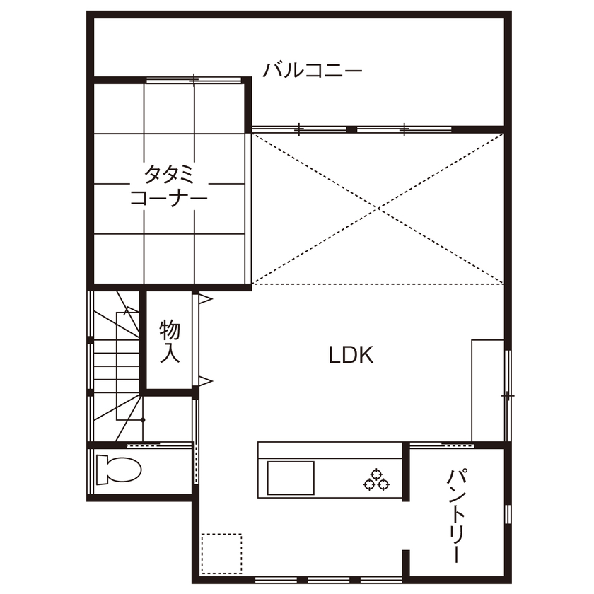 桝田工務店 【八尾市|2階建て|間取り図有】暮らしの中に楽しさと学びが見つかる、子どもがのびのび育つ家の間取り図（2LDK＋畳コーナー）2階