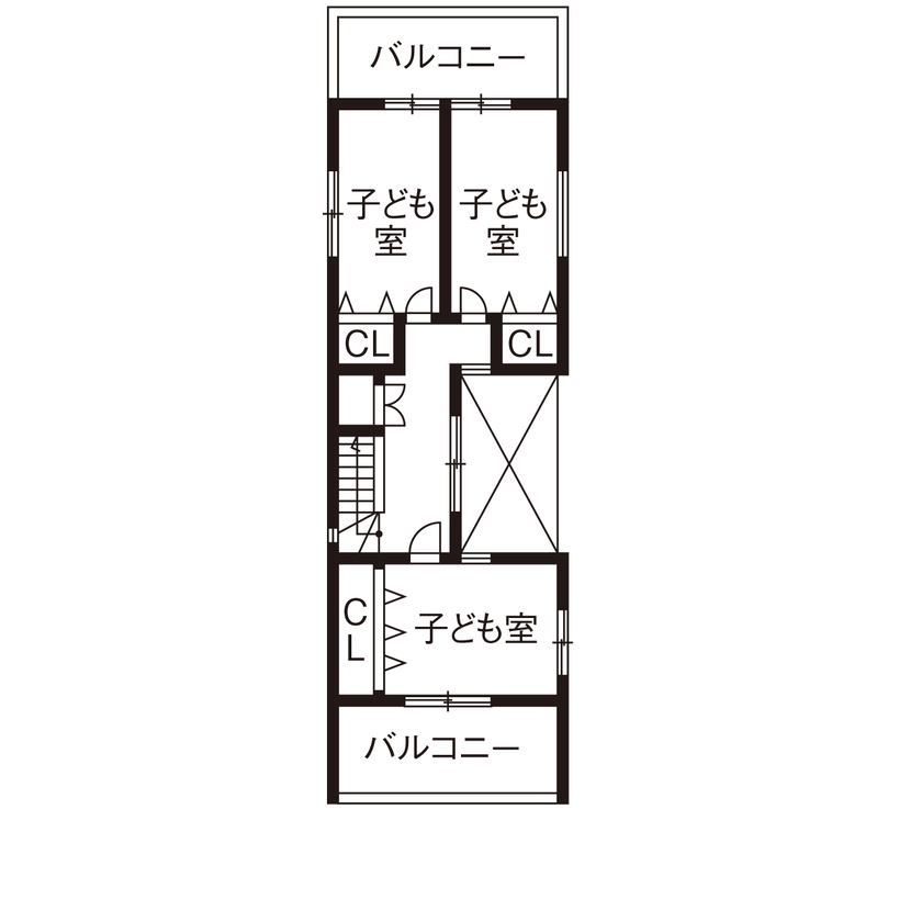 桝田工務店 【大阪市内|3階建て|2階リビング|間取り図有】中庭を中心に光と風を家中に届ける開放的な住まいの間取り図（4LDK＋書斎）3階