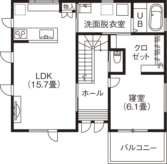 maida koumuten 【ビルトインガレージ/札幌市/3LDK/間取り】暮らす楽しさを満喫できるビルトインガレージのある家の間取り図（3LDK）2階