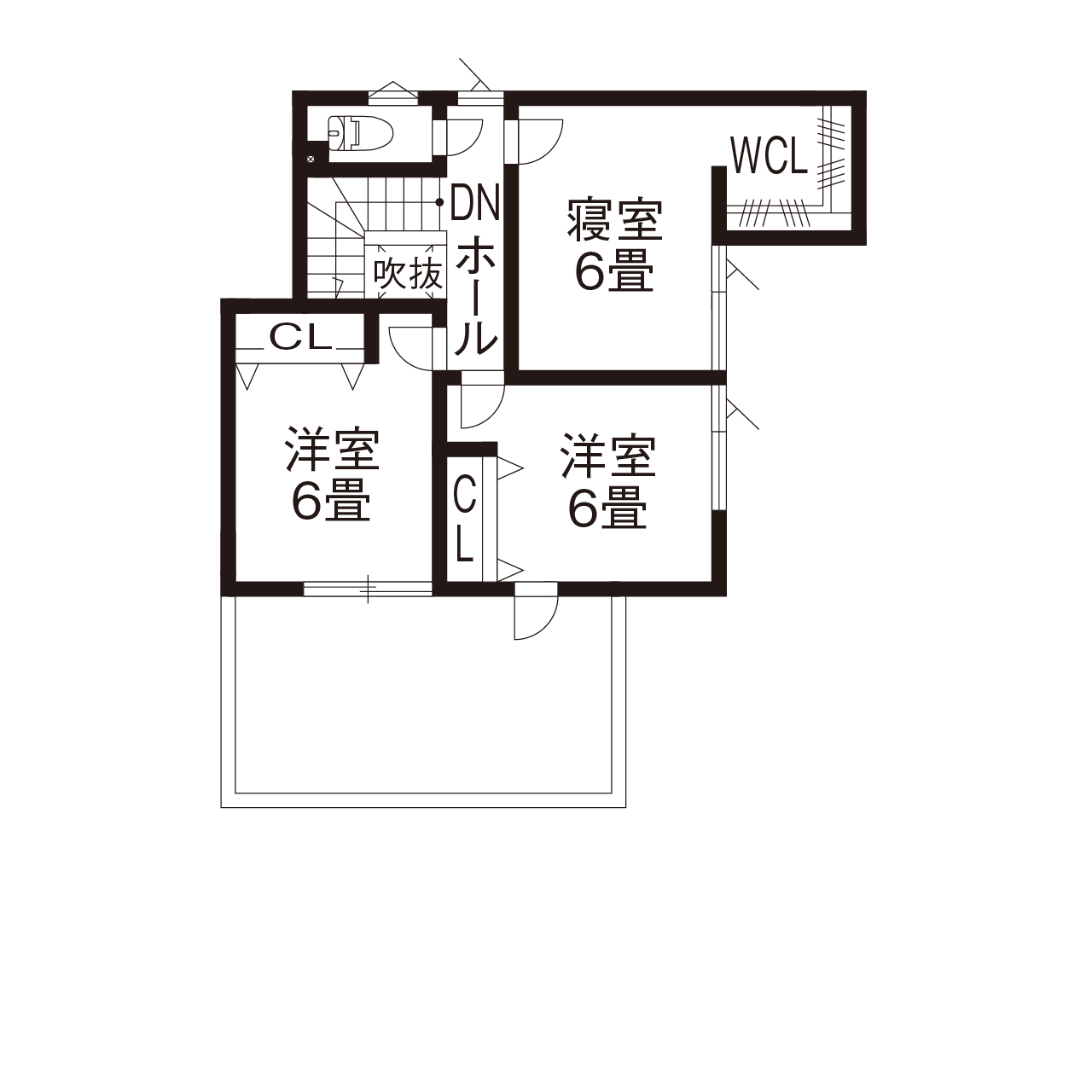 maida koumuten 【石狩市/3階建て/3LDK＋フリースペース/間取り/ビルトインガレージ】寒さ知らずの3階建て床暖房の家の間取り図（3LDK＋フリースペース）3階