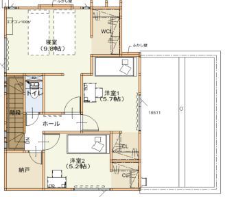 maida koumuten 【2000万円台/札幌市/４LDK/間取り】アイアンの階段がアクセントの白で統一されたデザイン住宅の間取り図（4LDK）2階