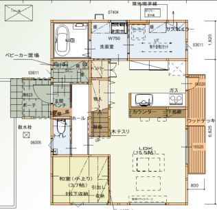 maida koumuten 【2000万円台/恵庭市/４LDK/間取り/土間】大工さんの造作がたくさん！デザイン住宅の間取り図（4LDK）１階