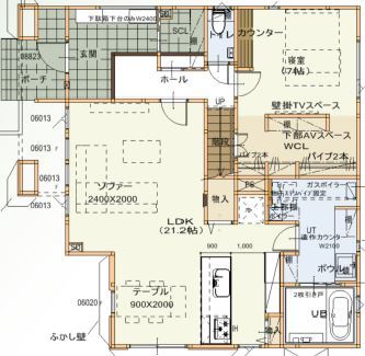 maida koumuten 【2000万円台/岩見沢市/４LDK/間取り】高気密・高断熱な高性能デザイン住宅の間取り図（4LDK）１階