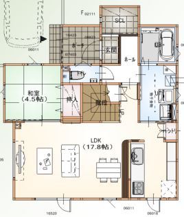 maida koumuten 【札幌市/４LDK/間取り/床暖房】回遊動線！使い勝手いいデザイン住宅の間取り図（4LDK）１階