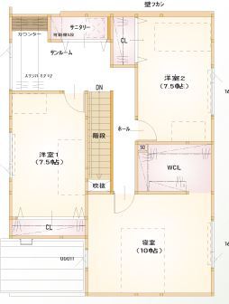 maida koumuten 【2000万円台/岩見沢市/４LDK/間取り】各部屋にゆとりのあるデザイン住宅の間取り図（4LDK）2階