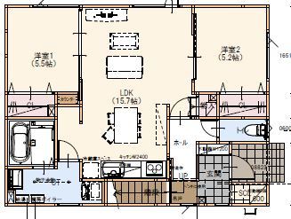 maida koumuten 【2000万円台/札幌市/二世帯住宅/間取り】三階建て二世帯で白ガルバリウムが映える住まいの間取り図（5K以上）1階