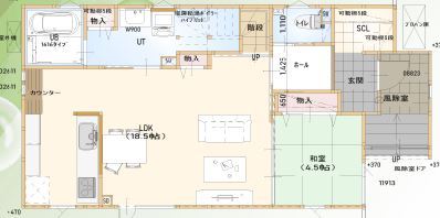 maida koumuten 【2000万円台/札幌市/3LDK/間取り】キッチンからの子供見守り動線でママが安心な住まいの間取り図（3LDK）1階