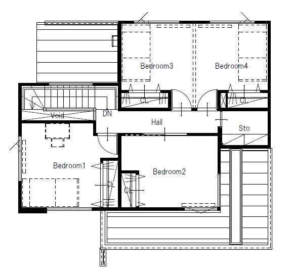 maida koumuten 【2000万円台/江別市/４LDK間取り】家事動線・ファミリークローゼットのある床暖房の家の間取り図（4LDK）2階