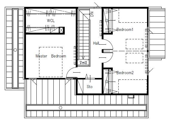 maida koumuten 【2000万円台/札幌市/床暖房/４LDK間取り】家事ラク動線とシンプルデザインを突き詰めた穏やかな住まいの間取り図（4LDK）2階