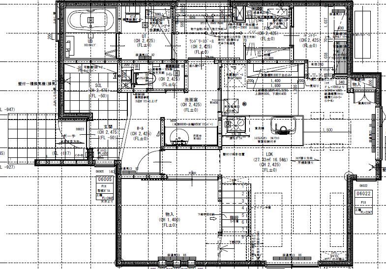 maida koumuten 【札幌市/3000万円台/間取り】お施主様こだわりのスキップフロアと造作階段があるお家の間取り図（３LDK＋物入）1階