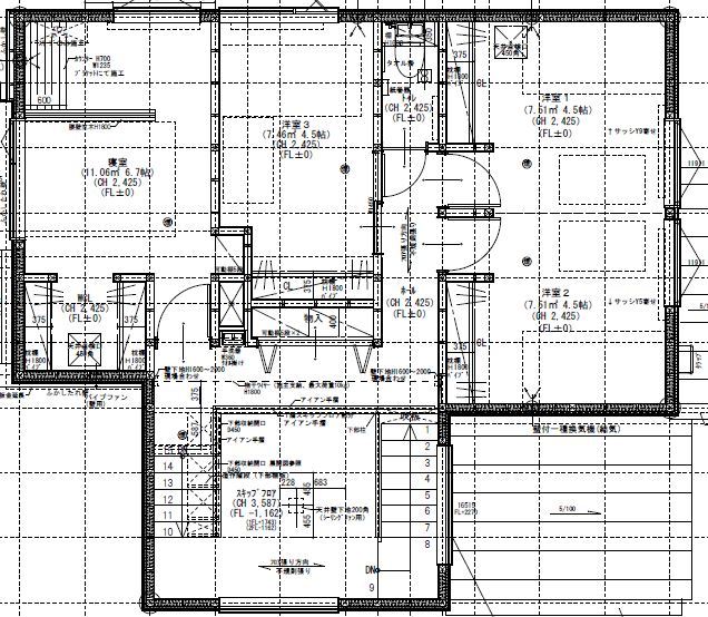 maida koumuten 【札幌市/3000万円台/間取り】お施主様こだわりのスキップフロアと造作階段があるお家の間取り図（３LDK＋物入）2階