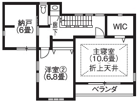 杜和建設 レンガ１ 万個を手積みした外観　細かくこだわった妥協のない家の間取り図（4LDK）2階