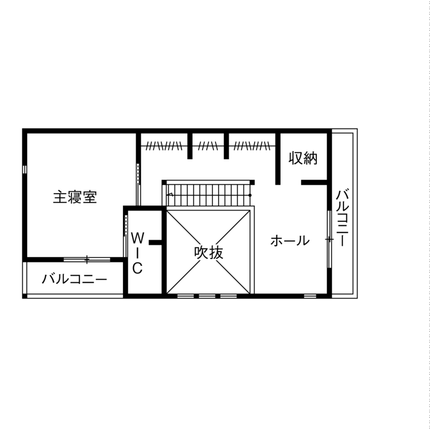 ひのき乃工房　ムクヤホーム 【2000万円台/30坪台/間取り/吹き抜け/DIY】インテリアや間取り、自然素材のこだわりを実現した住まいの間取り図（2LDK）2階