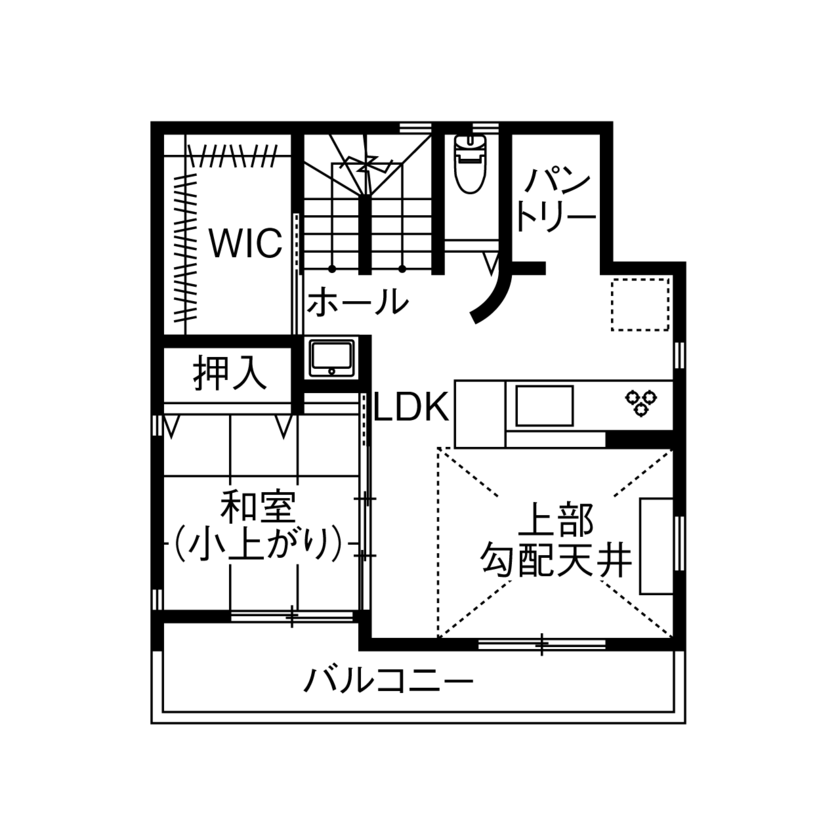ひのき乃工房　ムクヤホーム 【2000万円台/20坪台/間取り/自然素材/音楽室】ピアノ教室のための注文住宅で、自分たちらしい暮らしを実現の間取り図（2LDK）2階