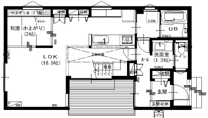 アサヒアレックス 【32.8坪｜2440万円｜高断熱】閑静な住宅地でおくる穏やかな暮らし。高い設計力で快適な住空間にの間取り図（3LDK）1階