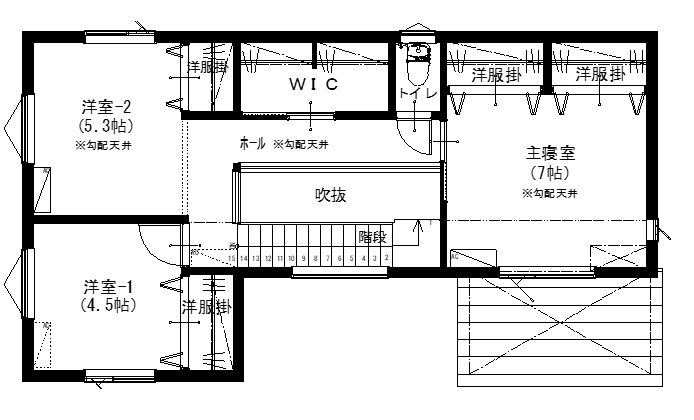 アサヒアレックス 【32.8坪｜2440万円｜高断熱】閑静な住宅地でおくる穏やかな暮らし。高い設計力で快適な住空間にの間取り図（3LDK）2階
