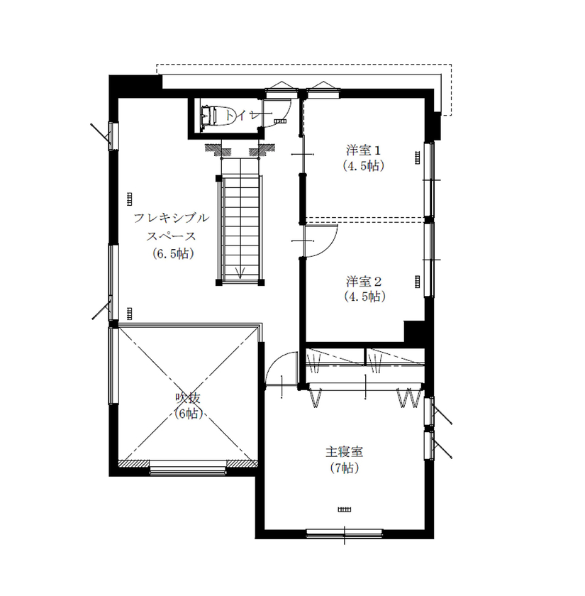 アサヒアレックス 【2860万円｜太白区｜ピットリビング】飽きのこないデザインに囲まれて、ずっと変わらない住み心地を楽しむの間取り図（3LDK）2階