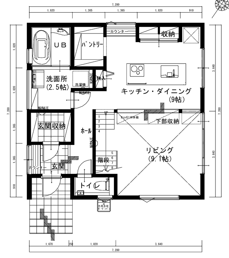 アサヒアレックス 景色を思う存分に楽しむ家の間取り図（2LDK）1階