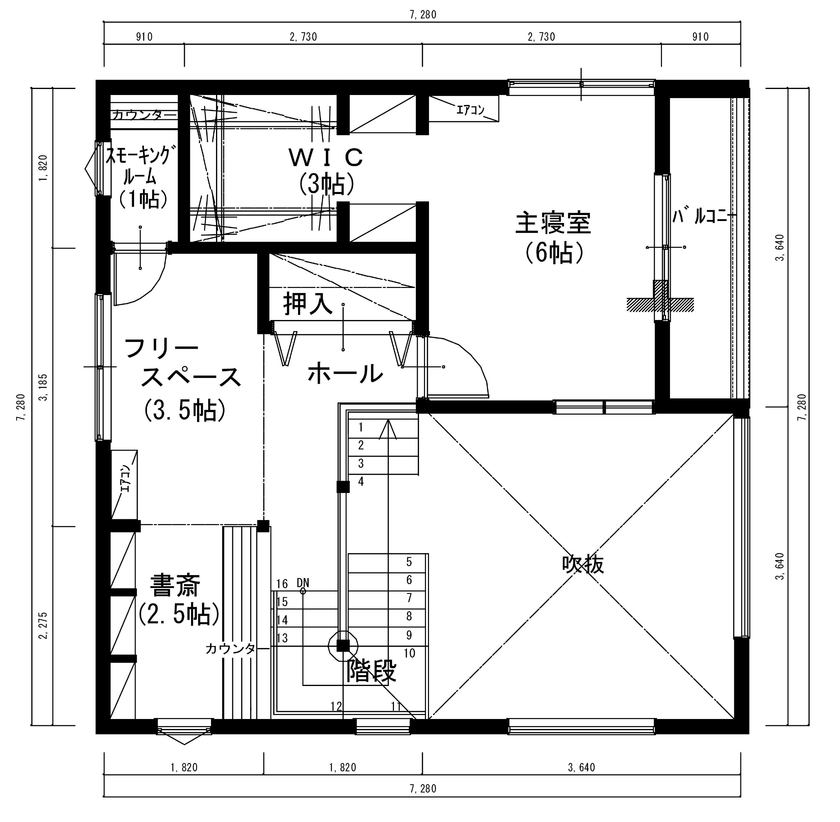 アサヒアレックス 景色を思う存分に楽しむ家の間取り図（2LDK）2階