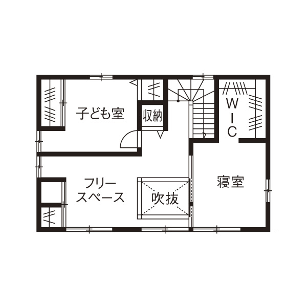 綿半林業 【1000万円台/ひのき/ペット/間取り有】吹き抜け大空間で愛犬と快適に暮らすアジアンリゾートの家の間取り図null2階