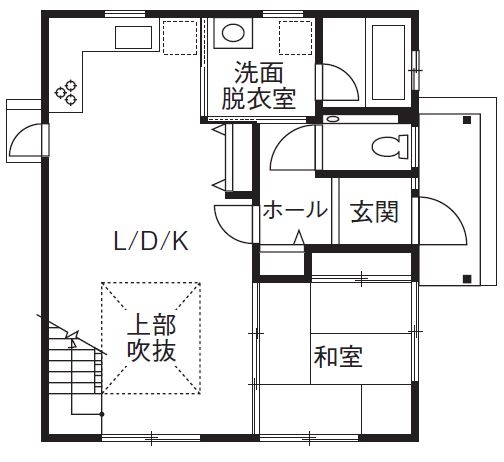 綿半林業 【1800万円/ひのき/108m2/間取り有】おしゃれで住み心地のよい国産ひのきの家が1800万円で実現！の間取り図（4LDK）1階