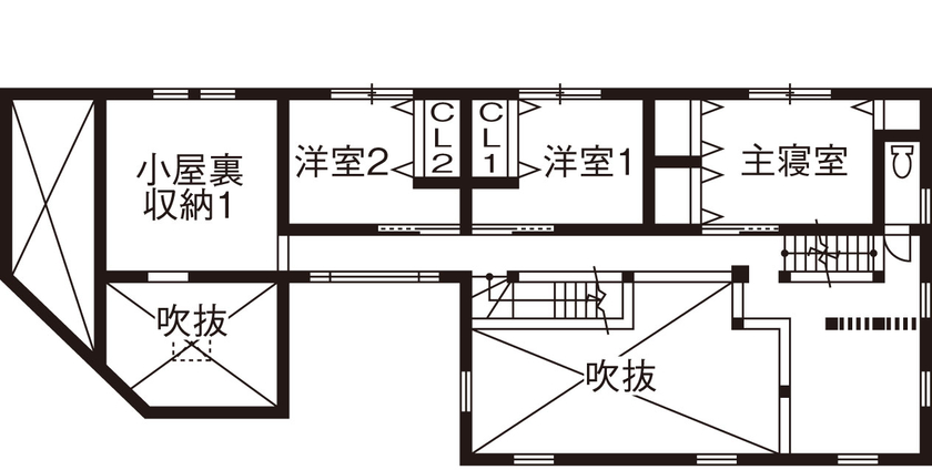 綿半林業 【4000万円/ひのき/234m2】レトロモダン&アンティークがテーマのひのきの家の間取り図（3LDK）2階