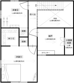 綿半林業 【ひのき/30坪/1719万円】純和風をアレンジしたレトロモダンな家の間取り図（3LDK）2階