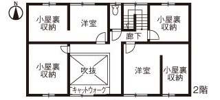 綿半林業 【2225万円/52坪/ペット/和モダン】古民家風テイストで人もペットも快適な木の香りとぬくもりに癒される家の間取り図（4LDK）2階