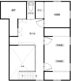 綿半林業 【2000万円台前半/36坪/薪ストーブ/無垢材】家族でおうちキャンプが楽しめる念願の薪ストーブが似合う家の間取り図（2LDK）2階
